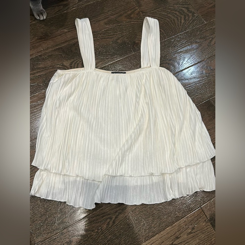 Express Cream Pleated Layered Blouse
